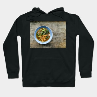 Rad na koong. Thai stir-fried rice noodle with shrimp. Hoodie